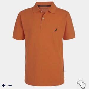 NAUTICA BOYS STRETCH DOUBLE PIQUE POLO - ORANGE SIZE MEDIUM (NEW WITH TAGS) A12